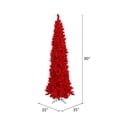 thumbnail image 2 of Vickerman 7.5' Flocked Red Pencil Fir Artificial Christmas Tree, Unlit, 2 of 4