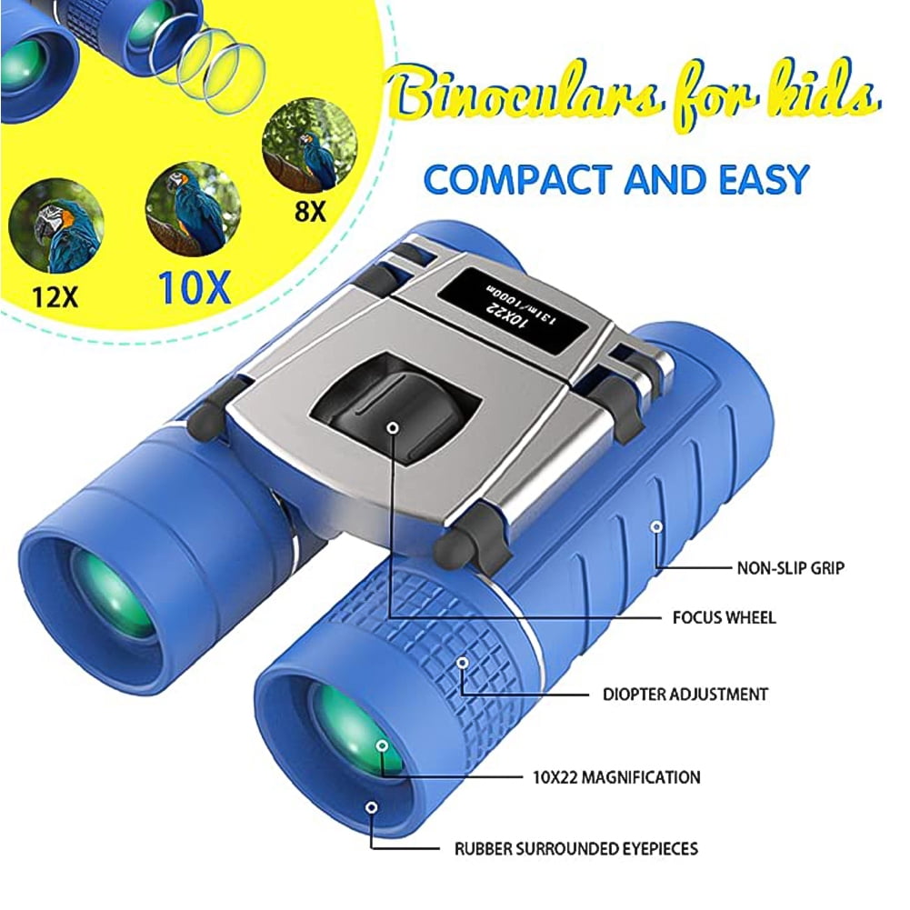 Kepooman 10x22 High-Resolution Binoculars Optics Mini Compact Binocular Toys Shockproof Folding Small Telescope with Compass and Magnifying Glass for Bird Watching,Travel, Camping, Blue Kepooman 10x22 High-Resolution Binoculars Optics Mini Compact Binocular Toys Shockproof Folding Small Telescope with Compass and Magnifying Glass for Bird Watching,Travel, Camping, Blue