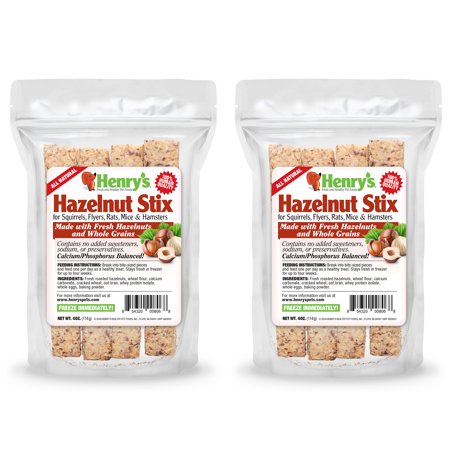 Henry's Hazelnut Stix - Treat for Squirrels, Hamsters, Rats, Mice Baked Fresh, 4 oz (2-pack)