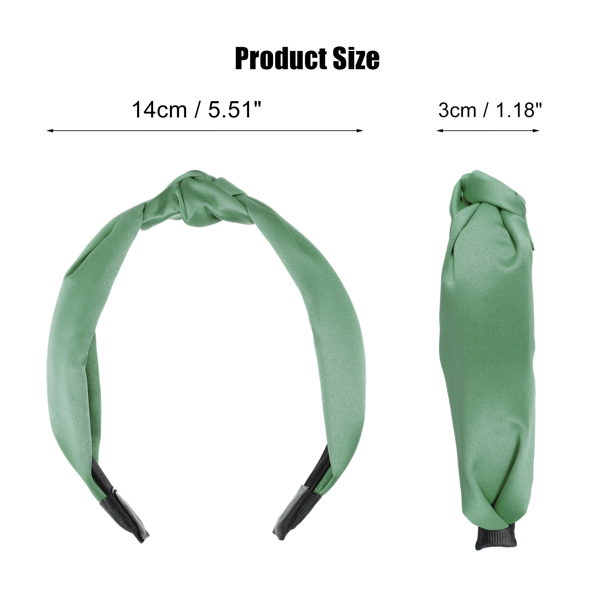 Unique Bargains Silk Knotted Headband Hairband for Women 1.2 Inch Wide Green