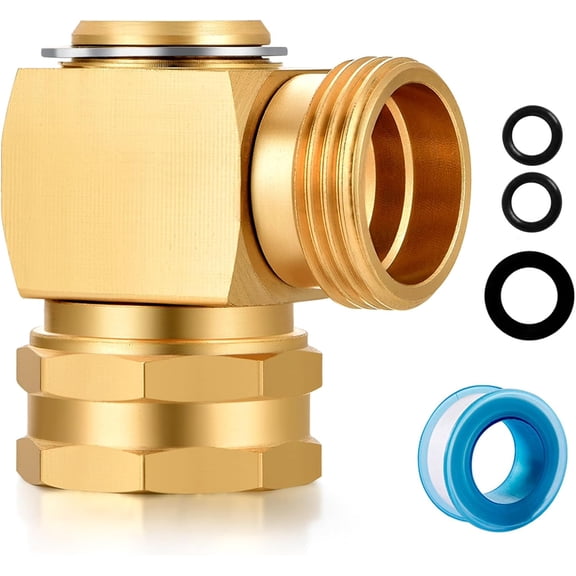 Garden Hose Swivel elbow Connector 90 Degree Solid Brass Pipe Fittings Hose Kink Protector (1 Pack)