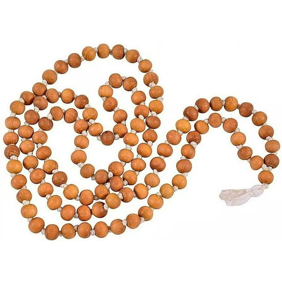 White Chandan Mala 8 mm Bead-108 Beads Meditation High Quality