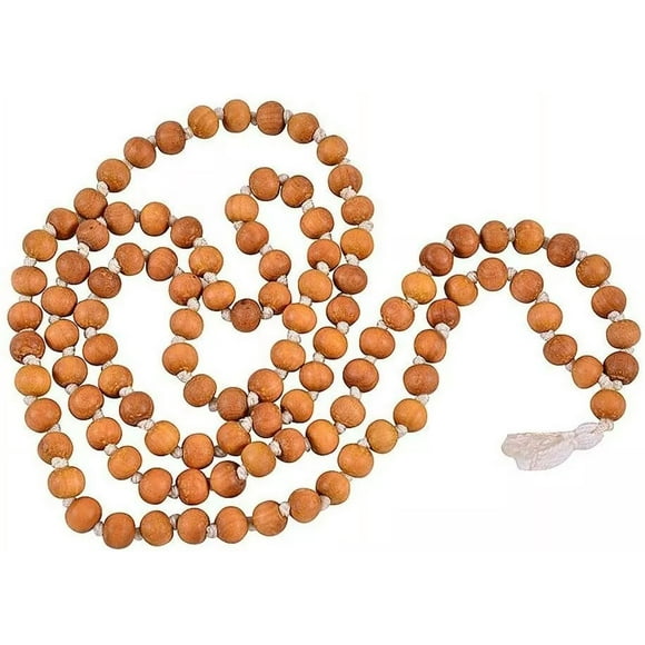 White Chandan Mala 8 mm Bead-108 Beads Meditation High Quality