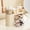 Cream White, variant on Makeup Organizer with Pop-Up Brush Holder for Dresser , Plastic Bathroom Counter Organizer with 3 Drawers & Dust-Proof Cover, Display Case for Lipstick, Skincare, Cream White