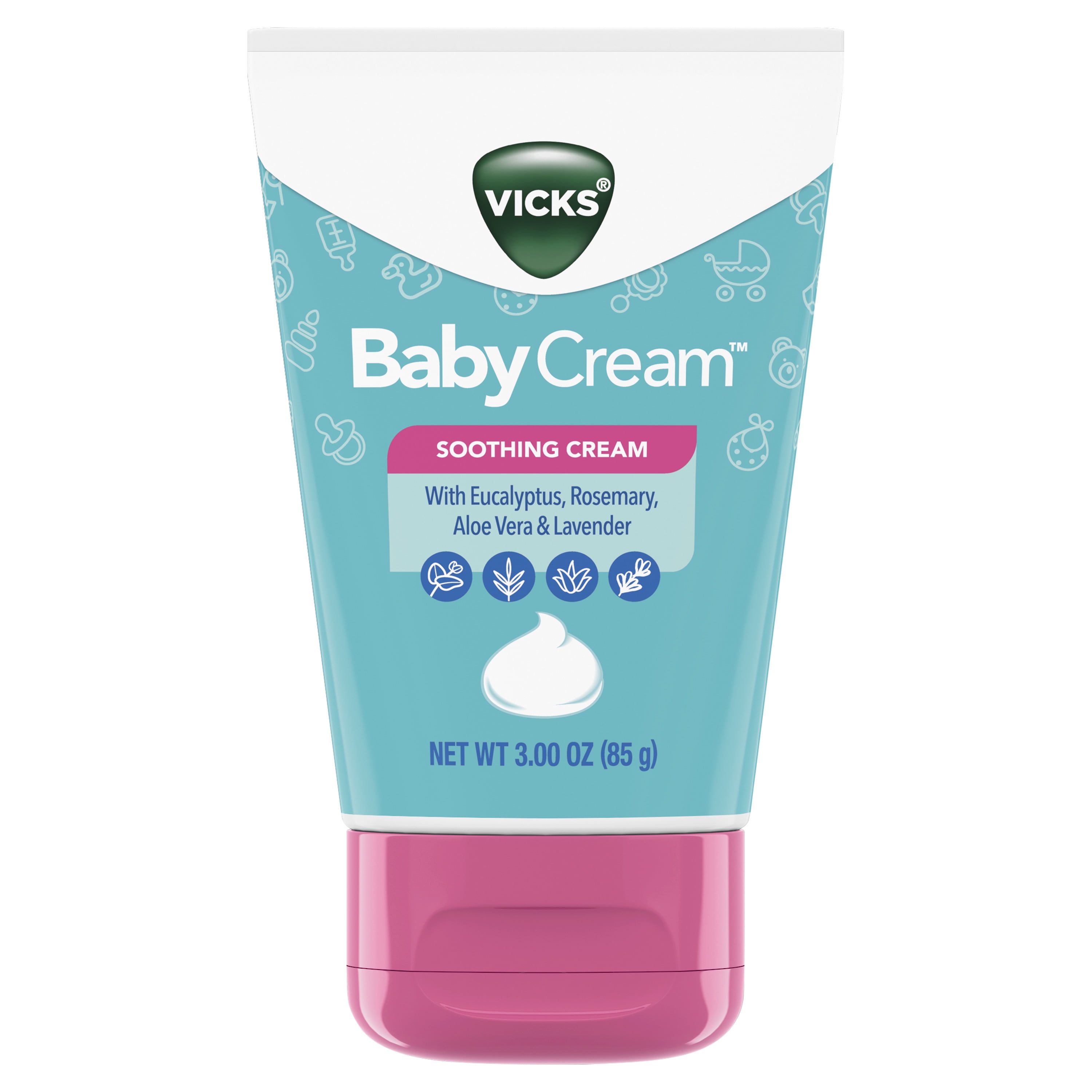 Vicks Baby Soothing Cream with Aloe, Eucalyptus and Lavender, 3 oz