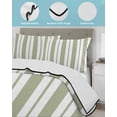 thumbnail image 4 of Quilts Twin Size Bedding Set, Sage Green Striped Lightweight Quilted Comforter, Green Geometric Line Stripes Farmhouse Soft Reversible Bedspread Coverlet with Pillow Covers for All Season, 68" x 86", 4 of 7