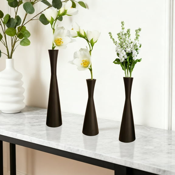 Iron Metal Candlestick Set Black Modern Decorative Centerpiece | 3-Piece Romantic Table Candle Holders Sturdy Home Holiday Decor | 7.48"/8.66"/10.24" Tall