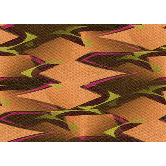 Ahgly Company Indoor Rectangle Patterned Neon Orange Area Rugs, 6' x 9'