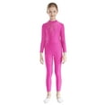 thumbnail image 1 of Kaerm Body de Danse pour Filles avec Strass Manches Longues Unitard Extensible Rose Vif 8, 1 of 6