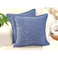 thumbnail image 4 of Pack of 2 Navy Blue 16x16 inches Textured Chenille Throw Pillow Covers, Solid Cushion Cases For Sofa, Accent Chair, Couch, Modern Pillow cases, 4 of 8