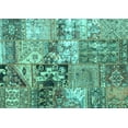 thumbnail image 1 of Ahgly Company Indoor Rectangle Patchwork Turquoise Blue Transitional Area Rugs, 7' x 10', 1 of 4