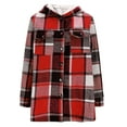 thumbnail image 7 of Women's Fleece-Lined Warm Hooded Jacket Flannel Plaid Button Down Long Sleeve Shirts Jackets Coat With Pockets, 7 of 7