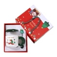 thumbnail image 1 of Juego de tazas navideñas, taza de agua, liviana, linda taza de té de Papá Noel, taza de café con tapa, cuchara para invierno, oficina, fiesta, mesa, Árbol de Navidad verde, 1 of 8