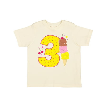 

Inktastic Ice Cream Third Birthday Pink Gift Toddler Boy or Toddler Girl T-Shirt