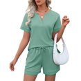 thumbnail image 1 of Conjunto de pijama LOMON de 2 piezas de chándal para mujer, gris y verde, XL, 1 of 6