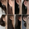 thumbnail image 4 of K-KED Gold/Silver Pearl Tassel Zircon Earring Drop Dangle Delicate Jewelry Women Party Gift US-11# (Only 1 Piece), 4 of 6