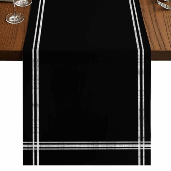 Pure Black Table Runner 70 Inches Long, Simple Solid Color Cotton Linen Table Runners Dresser Scarves, Decorative Fabric Tabletop Scarf Furniture Cover for Home Dinner Party 13"x70"