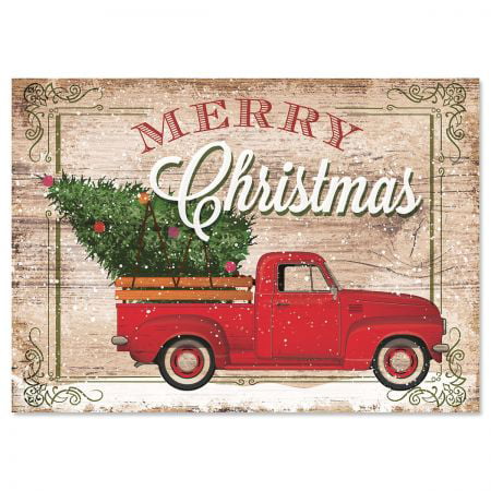 Red Truck Christmas Cards - Holiday Greeting Cards, Set of 18, Large 5 ...
