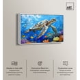 thumbnail image 2 of Turtle Swimming Colorful Coastal Wall Art Canvas Wall Art by Art Remedy, White Floater Frame, 16" x 11", 2 of 7