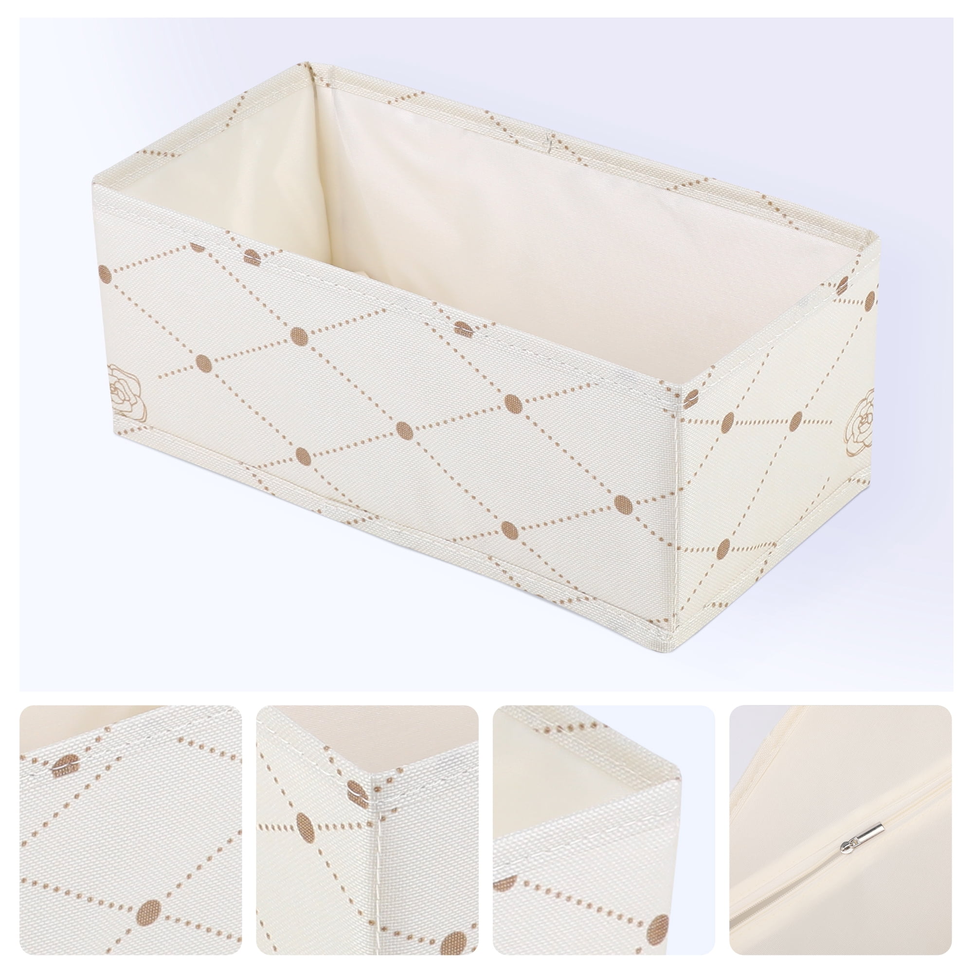 Unique Bargains 3 Pcs Collapsible Storage Cube for Closet Organizers Beige 11"x5.5"x4.7"
