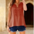 thumbnail image 2 of TRUBKH Women's Linen Top Summer Shirts for Women's Solid Color Top Loose Cotton and Linen Top Solid Blouses Tops Beach Vacation Style Tops Loose T Shirts Lightweight Blouse Orange M, 2 of 9