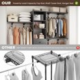 thumbnail image 6 of Coat Racks Closet Organizer - High Capacity Wardrobe Rack with 3 Drawers, Shelves & Expandable Hanger Rods, Fits 6-9 ft Spaces, Durable & Stylish - 96" L x 16" W x 75" H, Supports Up to 1000 LBS,Meta, 6 of 6