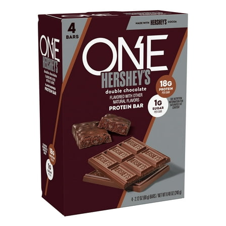 ONE Brands HERSHEY'S Double Chocolate Flavored Protein Bars, 2.12 oz 4 Count Bars