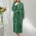 thumbnail image 2 of Gaexia Robes For Women Coral Bathrobe Long Sleeve Winter Wear with Pockets and Belt Soft Flannel Nightgown Elegant Cardigan Style Comfort, 2 of 7