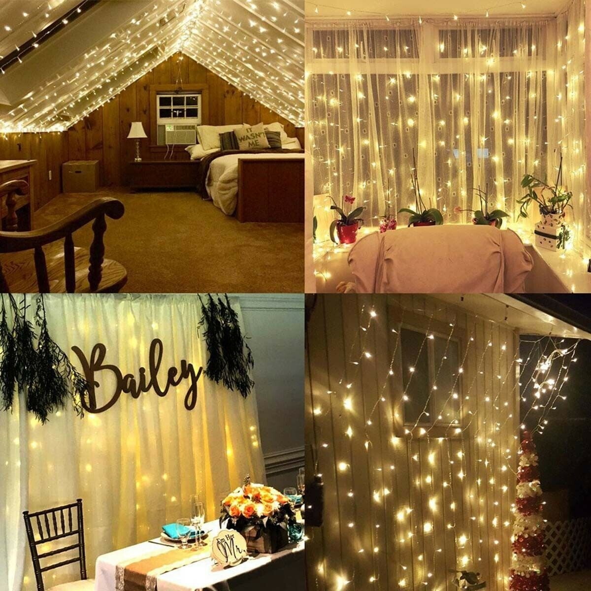 String Curtain Lights , 300D LED Icicle Wall Lights Fairy Indoor Starry