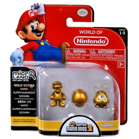 Gold Mario, Super Mushroom & Goomba Mini Figure 3-Pack