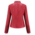 thumbnail image 4 of UTTOASFAY Coat Women'S Slim-Fit Leather Stand-Up Collar Zipper Motorcycle Suit Thin Coat Jacket Red S, 4 of 7