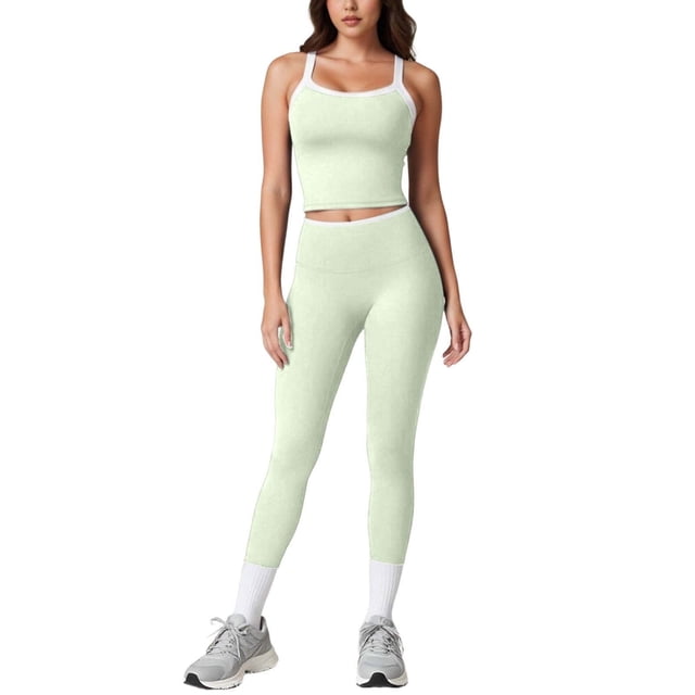 GFSDOI Womens Workout Sets Two Piece Cross Back Tank Top Matching High Waist Leggings Sets Gym Outfits Work Out Clothes