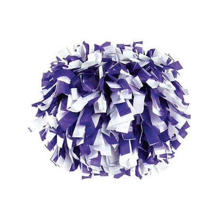 Pizzazz Purple White 2 Color Plastic Cheer Single Pom Pom