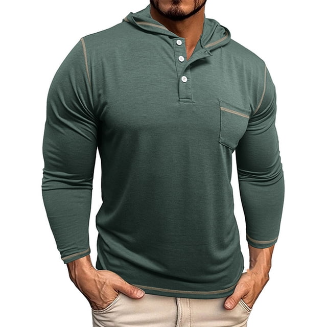 Npasoilc Hauts pour Hommes Chemise Décontractée Mode Couleur Unie Respirante Manches Longues Col Rond