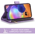 thumbnail image 3 of Phone Case for Samsung Galaxy A31 Wallet Cover with Tempered Glass Screen Protector and Flower Flip Credit Card Holder Stand Cell Accessories Glaxay A 31 4G Gaxaly 31A A315G Women Men Purple, 3 of 14