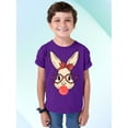 thumbnail image 2 of Easter Bunny With Bubble Gum Funny Egg Hunting Christian Holiday Youth T-shirt, Youth S, Purple, 2 of 5