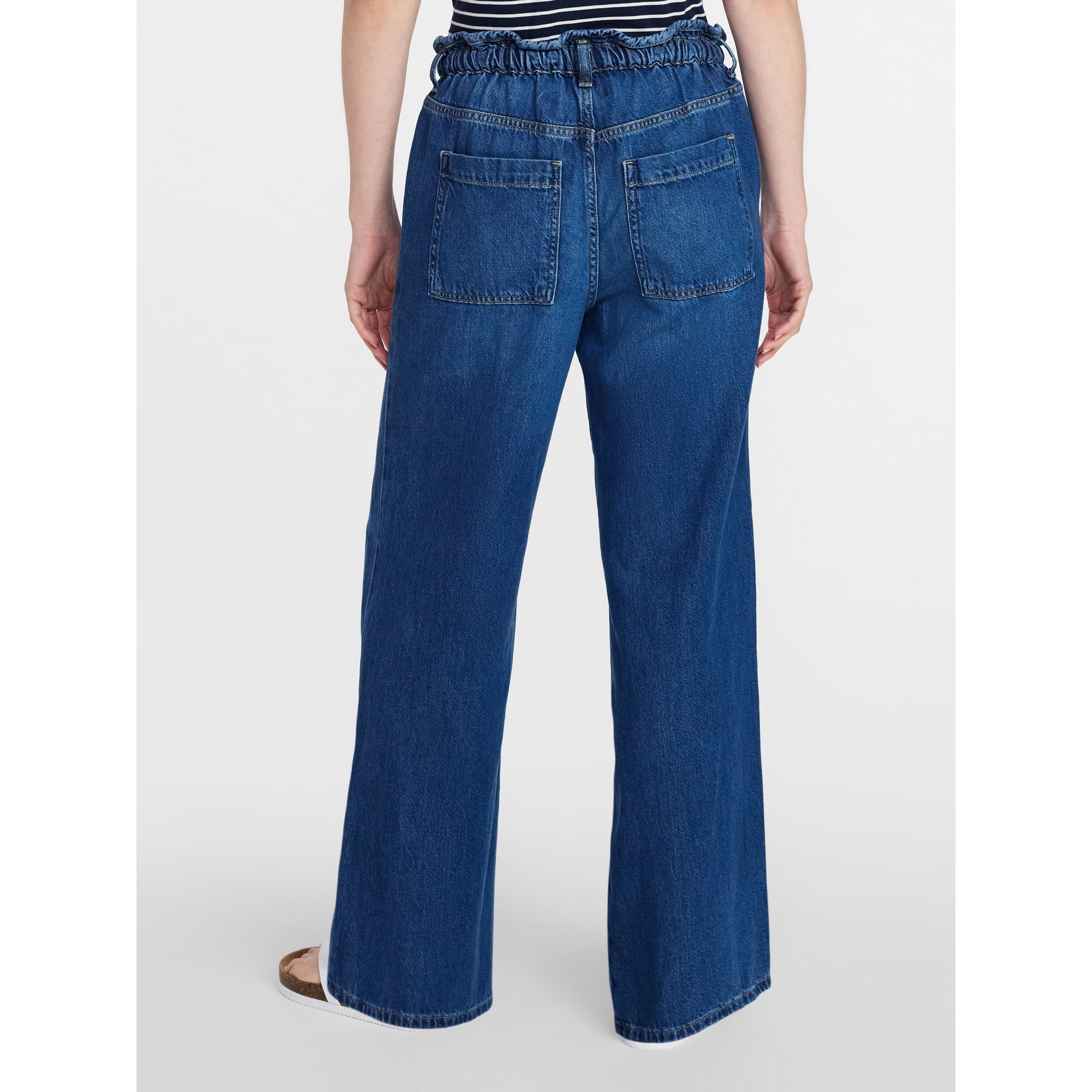 Time and Tru Women's Pull On Wide Leg Jeans, 30" Inseam, Sizes XS-XXXL