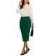 thumbnail image 2 of Falda Lápiz de Mujer Inspire Chic de Cintura Alta con Pliegues Frontal para Oficina, Falda Bodycon S Verde Oscuro, 2 of 6
