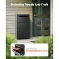 thumbnail image 2 of KFFKFF Secure Outdoor Parcel Delivery Box, 35.8 in Mailbox with Lock, Durable Steel Drop Box Featuring Anti-Theft and Weather-Resistant Design, Ideal for Home or Office Use, Black, 2 of 9