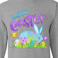 thumbnail image 4 of Inktastic Happy Easter Blue Bunny and Eggs in Grass Long Sleeve T-Shirt, 4 of 5