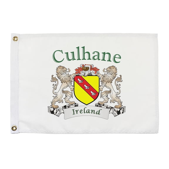 Culhane Irish Coat of Arms Small White Flag - 16"x10.5" inches