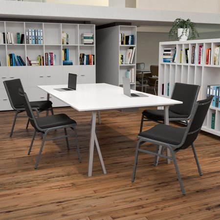 UPC: 0889142661283 | Flash Furniture 4 Pack Heavy Duty Stack Chair Black Vinyl