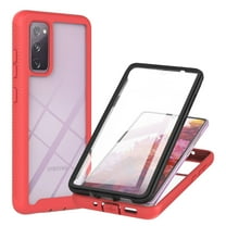 Galaxy S20 FE Case with Built-in Screen Protector, Dteck Full Body Protection Hybrid Rugged Shockproof Case Transparent Clear PC Back Cover for Samsung Galaxy S20 FE, Red