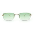thumbnail image 4 of Retro Luxe Rimless Rectangle Metal Frame 90s Fashion Sunglasses Gold - Green, 4 of 8