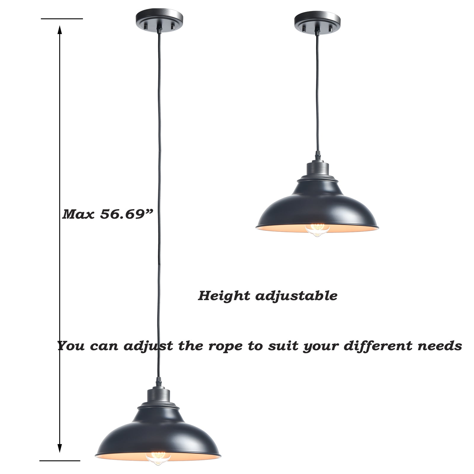 Claxy Black Barn Style Pendant Light Fixtures with Cord