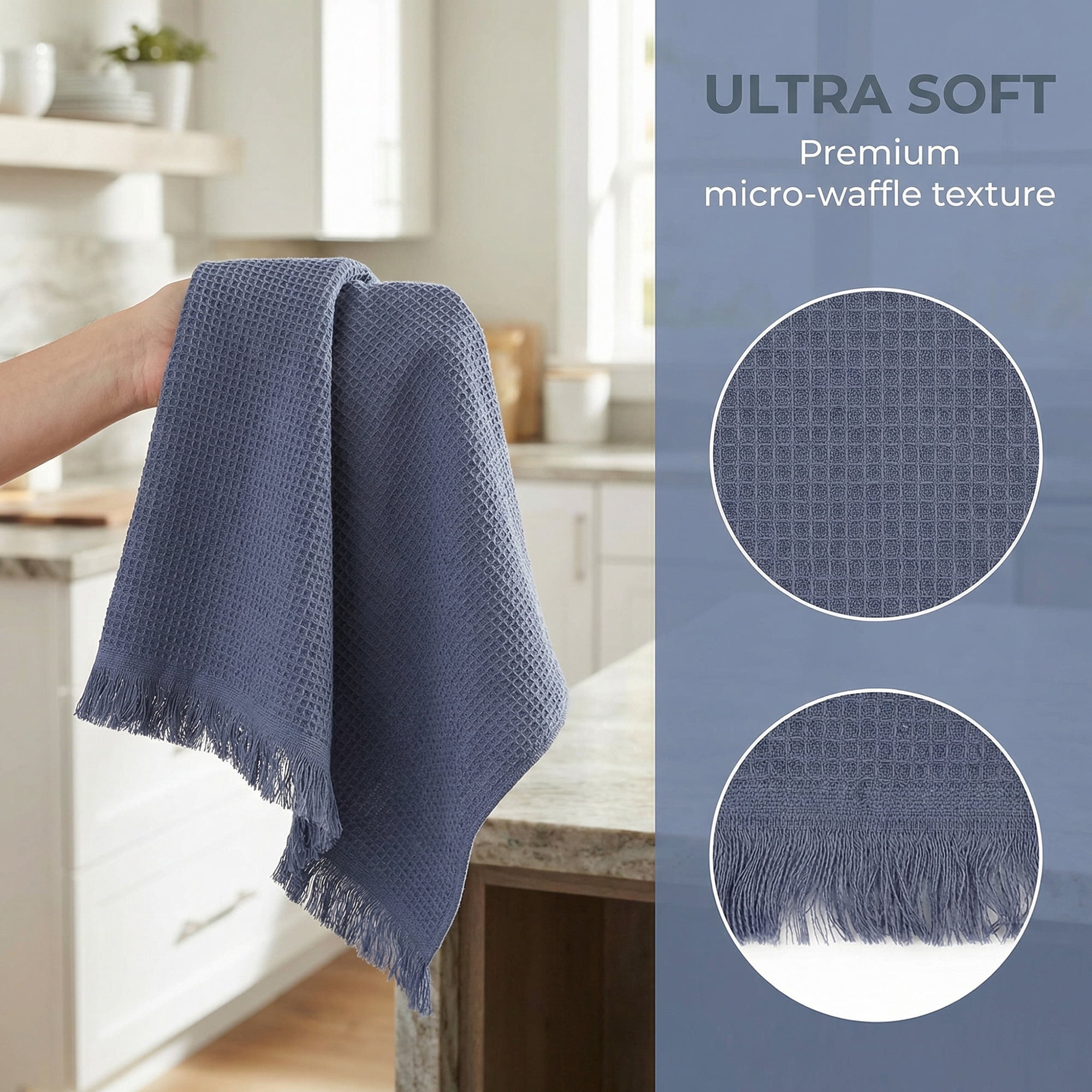 Unique Bargains 100% Cotton Waffle Weave Cleaning Cloths Dark Grey 14" x 14"
