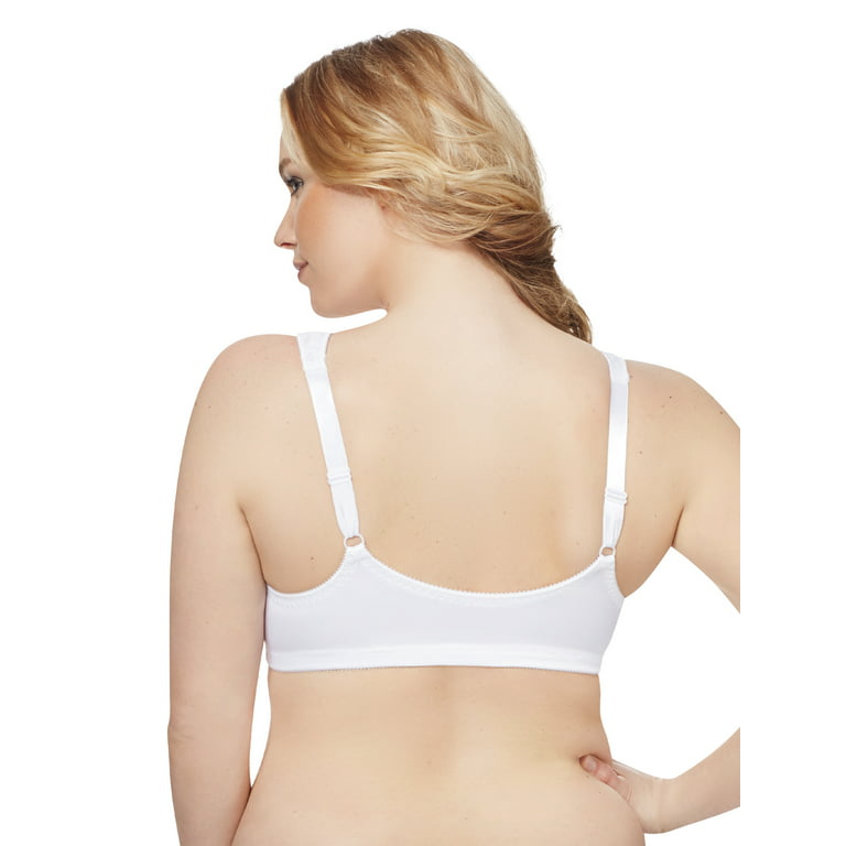 Just My Size Easy-On Front Close Wirefree Bra White 44B Women's - Walmart .com