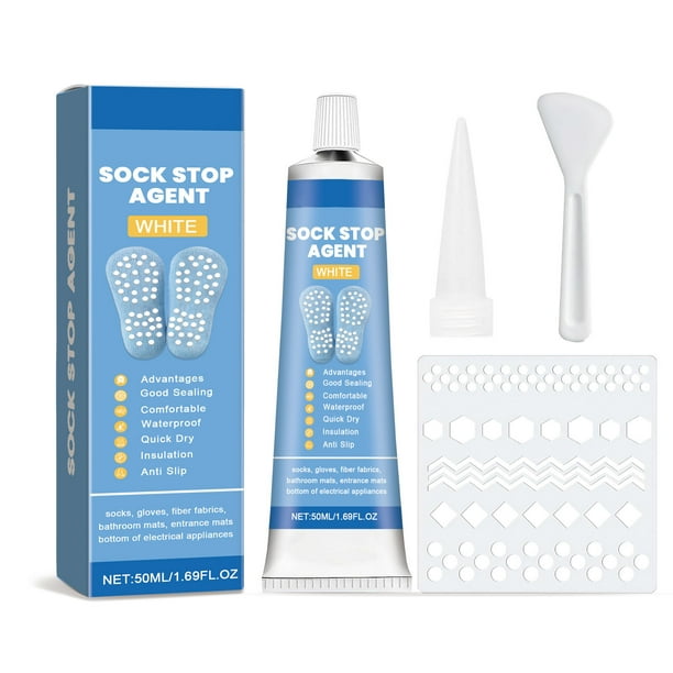 Pegamento adhesivo antideslizante para calcetines - Solución de 50 ml para agarre fuerte en calcetines, aplicación invisible y duradera y lavable para deportes y trabajo