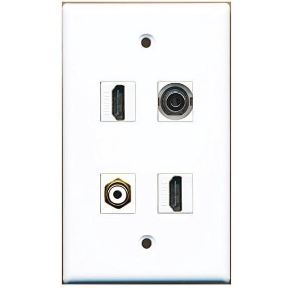 RiteAV - 2 Port HDMI 1 Port RCA White 1 Port 3.5mm Wall Plate