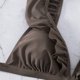 thumbnail image 4 of Gibobby Trajes de Natación para Mujer Conjunto de bikini de cintura alta con volantes para mujer, traje de baño de 2 piezas con realce triangular plisado(Marrón,XL), 4 of 5